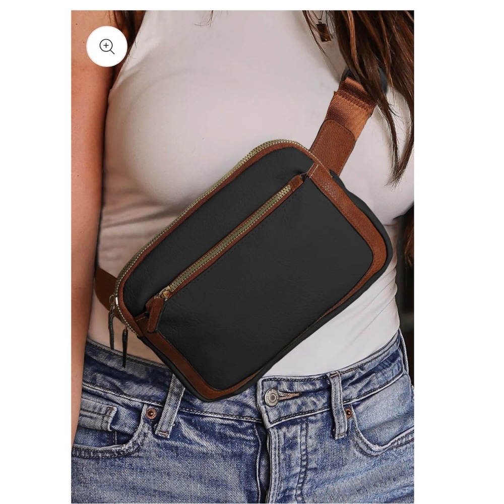 Black cross body faux leather bag